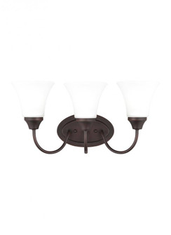 Holman traditional 3-light LED indoor dimmable bath vanity wall sconce in bronze finish with satin e (38|44807EN3-710)