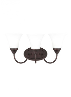 Holman traditional 3-light LED indoor dimmable bath vanity wall sconce in bronze finish with satin e (38|44807EN3-710)