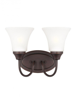 Holman traditional 2-light LED indoor dimmable bath vanity wall sconce in bronze finish with satin e (38|44806EN3-710)