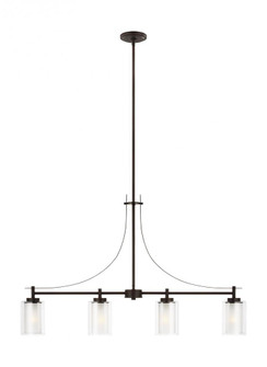 Elmwood Park traditional 4-light LED indoor dimmable linear ceiling chandelier pendant light in bron (38|6637304EN3-710)