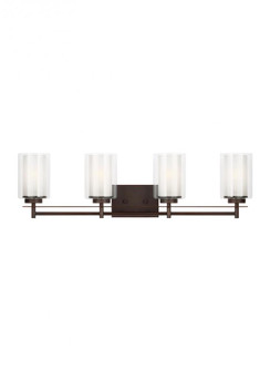 Elmwood Park traditional 4-light LED indoor dimmable bath vanity wall sconce in bronze finish with s (38|4437304EN3-710)