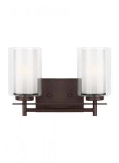Elmwood Park traditional 2-light LED indoor dimmable bath vanity wall sconce in bronze finish with s (38|4437302EN3-710)