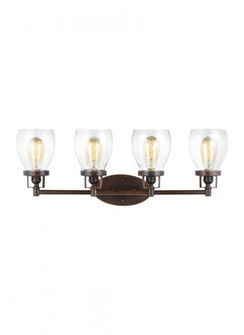 Belton transitional 4-light indoor dimmable bath vanity wall sconce in bronze finish with clear seed (38|4414504-710)