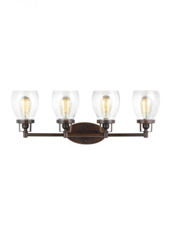 Belton transitional 4-light indoor dimmable bath vanity wall sconce in bronze finish with clear seed (38|4414504-710)