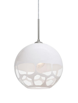 Besa, Rocky Cord Pendant, White, Satin Nickel Finish, 1x9W LED (127|1JC-ROCKYWH-LED-SN)