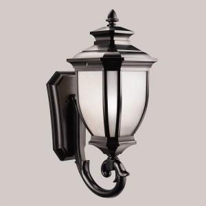 Salisbury 29'' 1 Light Outdoor Wall Light with White Linen Glass in Black (10687|9043BK)
