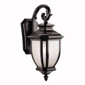 Salisbury 19.5'' 1 Light Outdoor Wall Light with White Linen Glass in Black (10687|9040BK)