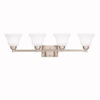 Langford 35'' 4 Light Vanity Light with Satin Etched White Glass in Brushed Nickel (10687|5391NI)
