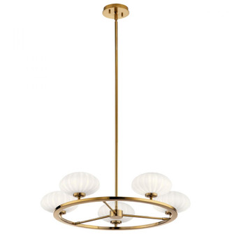 Pim 40'' 5 Light Round Chandelier with Satin Etched Cased Opal Glass in Fox Gold (10687|52223FXG)