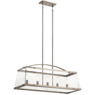 Darton 40.75'' 5 Light Linear Chandelier with Clear Glass in Classic Pewter (10687|52123CLP)