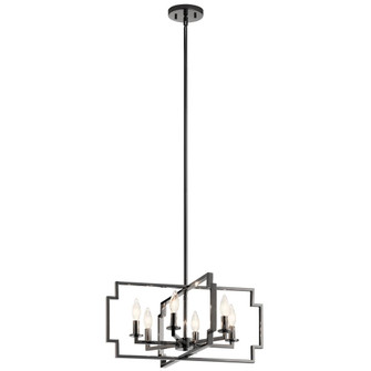 Downtown Deco 21.5 inch 6 Light Convertible Chandelier/Semi Flush in Midnight Chrome (10687|44128MCH)