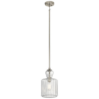 Riviera 13.75'' 1 Light Pendant with Clear Ribbed Glass in Brushed Nickel (10687|43954NI)