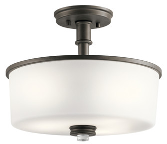 Joelson 14.25'' 3 LT Semi Flush with Satin Etched Cased Opal and Clear Glass (10687|43926OZ)