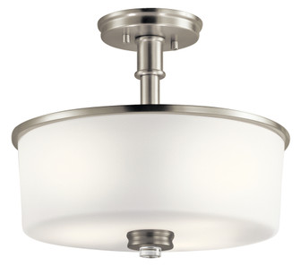 Joelson 14.25'' 3 LT Semi Flush with Satin Etched Cased Opal and Clear Glass (10687|43926NI)