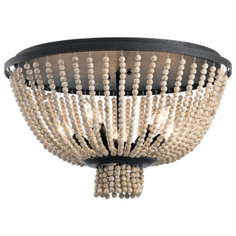 Brisbane 11 inch 5 Light Flush Mount in Distressed Black with Distressed Antique White Beads (10687|43893DBK)