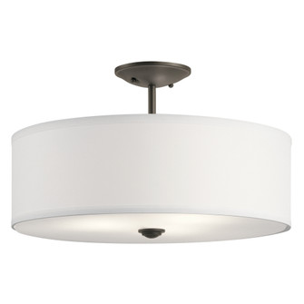 Shailene 18'' 3 LT Round Semi Flush with Satin Etched White Diffuser and White Microfiber Shade (10687|43692OZ)