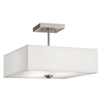 Shailene 14'' 3 LT Square Semi Flush with Satin Etched White Diffuser and White Microfiber Shade (10687|43691NI)