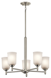 Shailene 18.25'' 5 Light Chandelier with Satin Etched Glass in Brushed Nickel (10687|43671NI)