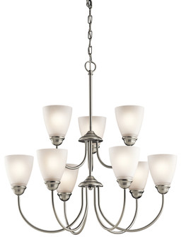 Jolie 28'' 9 Light Chandelier with Satin Etched Glass in Brushed Nickel (10687|43639NI)