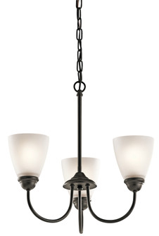 Jolie 18'' 3 Light Mini Chandelier with Satin Etched Glass in Olde Bronze® (10687|43637OZ)