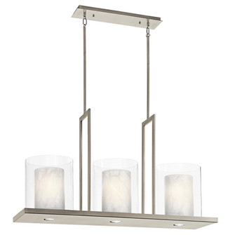 Triad 40'' 6 Light Linear Chandelier with Uplights and Downlights and Clear Glass Outer and White (10687|42548CLP)