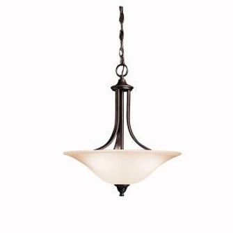 Dover 19'' 3 Light Convertible Pendant or Semi Flush with Alabaster Swirl Glass in Tannery Bronze (10687|3502TZ)