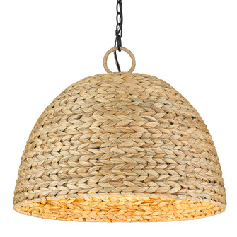 Golden Lighting Rue 5-light Pendant in Matte Black and Woven Sweet Grass shade (36|1081-5P BLK-WSG)
