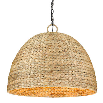 Golden Lighting Rue 8-light Chandelier in Matte Black and Woven Sweet Grass shade (36|1081-8P BLK-WSG)