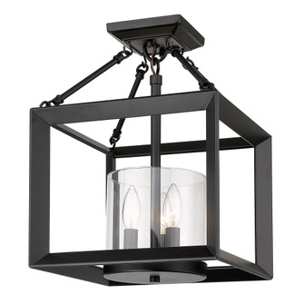 Golden Lighting Smyth 3-light 17''H Semi-Flush Mount in Matte Black and Clear Glass (36|2073-SF BLK-CLR)