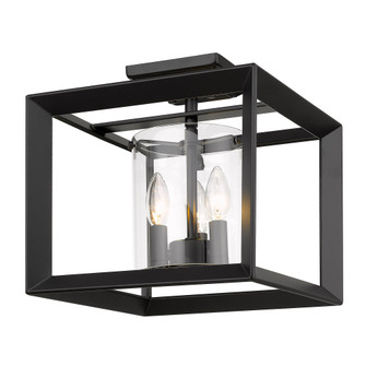 Golden Lighting Smyth 3-light 12''H Semi-Flush Mount in Matte Black and Clear Glass (36|2073-SF12 BLK-CLR)