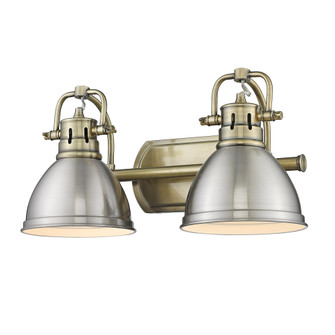 Yep by Golden Lighting Duncan 2-light Vanity in Aged Brass and Pewter shade (36|3602-BA2 AB-PW)