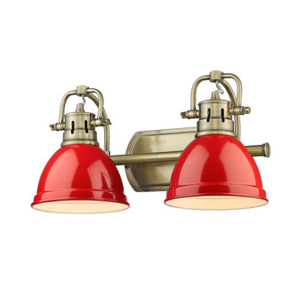Yep by Golden Lighting Duncan 2-light Vanity in Aged Brass and Red shade (36|3602-BA2 AB-RD)