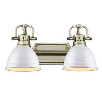 Duncan 2 Light Bath Vanity in Aged Brass with White Shades (36|3602-BA2 AB-WH)