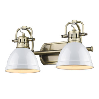 Yep by Golden Lighting Duncan 2-light Vanity in Aged Brass and White shade (36|3602-BA2 AB-WH)