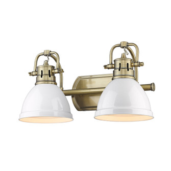 Yep by Golden Lighting Duncan 2-light Vanity in Aged Brass and Matte White shade (36|3602-BA2 AB-WHT)