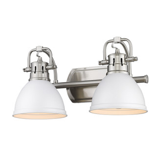 Yep by Golden Lighting Duncan 2-light Vanity in Pewter and Matte White shade (36|3602-BA2 PW-WHT)