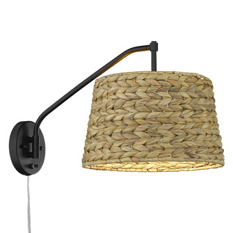 Ryleigh Articulating Wall Sconce in Matte Black with Woven Sweet Grass Shade (36|3694-A1W BLK-WSG)