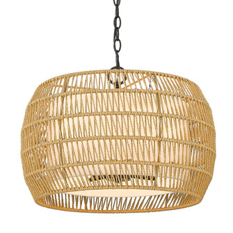 Golden Lighting Everly 4-light Pendant in Matte Black and Natural Rattan shade (36|6805-4 BLK-NR)