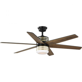 Carrollwood Collection 56-Inch Six-Blade Matte Black/Chestnut LED DC Motor Contemporary Ceiling Fan (149|P250074-31M-30)