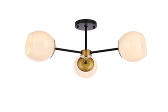 Briggs 26 inch flush mount in black and brass with white shade (758|LD649F26BRK)