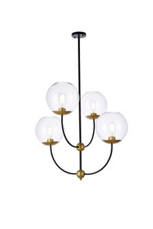 Lennon 31.5 inch pendant in black and brass with clear shade (758|LD652D30BRK)
