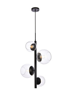 Wells 18 Inch Pendant in Black with Clear Shade (758|LD654D18BK)
