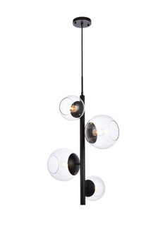 Wells 18 inch pendant in black with clear shade (758|LD654D18BK)