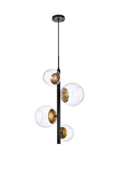 Wells 18 Inch Pendant in Black and Brass with Clear Shade (758|LD654D18BRK)