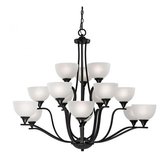 Thomas - Bristol Lane 15-Light Chandelier in Oil Rubbed Bronze with White Glass (91|2115CH/10)