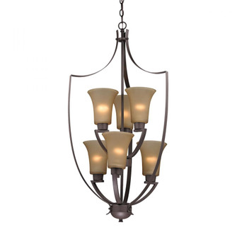 Thomas - Foyer 6-Light Chandelier in Oil Rubbed Bronze with Light Amber Glass (91|7706FY/10)