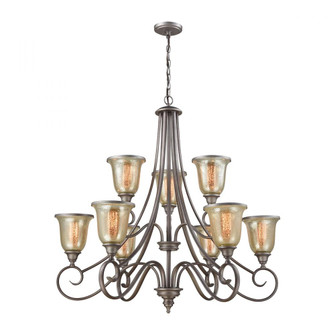 Thomas - Georgetown 9-Light Chandelier in in Weathered Zinc with Mercury Glass (91|CN230927)