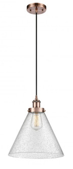 Cone - 1 Light - 12 inch - Antique Copper - Cord hung - Mini Pendant (3442|916-1P-AC-G44-L-LED)