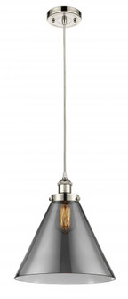 Cone - 1 Light - 12 inch - Polished Nickel - Cord hung - Mini Pendant (3442|916-1P-PN-G43-L-LED)