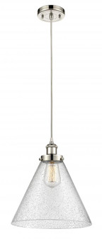 Cone - 1 Light - 12 inch - Polished Nickel - Cord hung - Mini Pendant (3442|916-1P-PN-G44-L-LED)